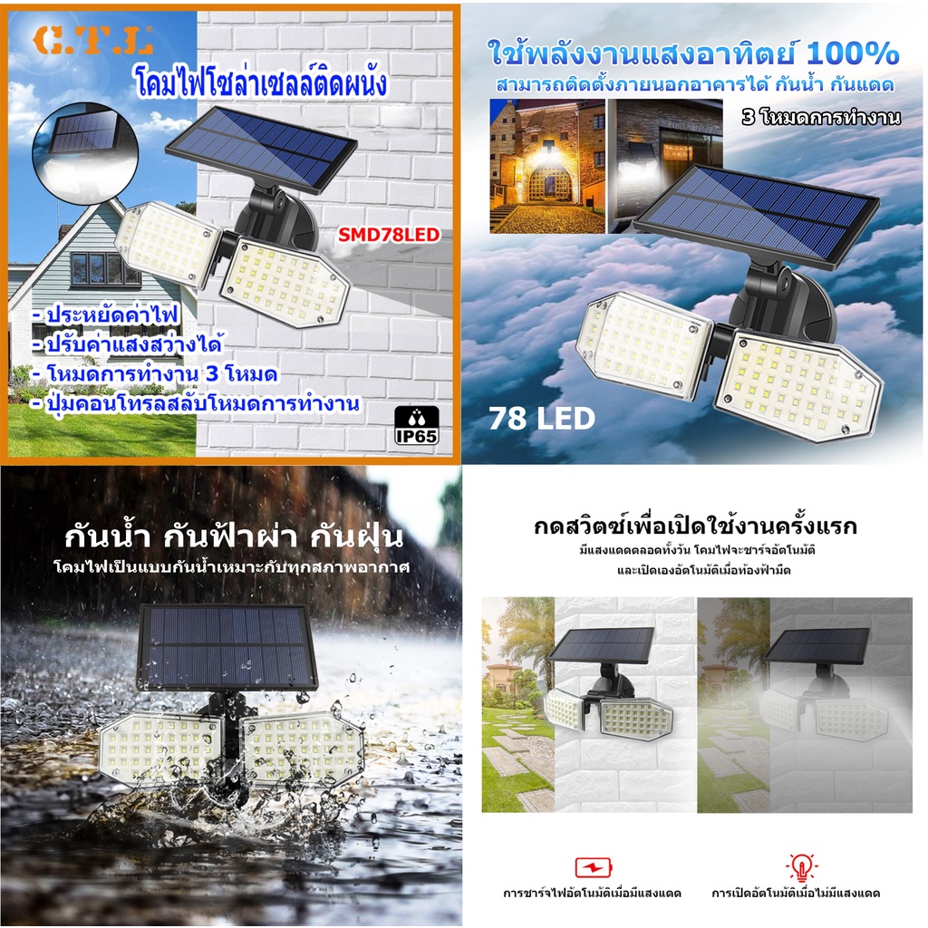 solar-light-motion-sensor-ไฟติดผนังโซล่าเซลล์พลังงานแสงอาทิตย์-รุ่นโคมมีแผงในตัว-solar-wall-light