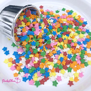 น้ำตาลตกแต่ง รูปดาว มินิ multicolor สี Matte 4 mm น้ำตาลตกแต่งขนม เค้ก คัพเค้ก Sugar Sprinkles น่ารักสุดๆ แพค 50-100g