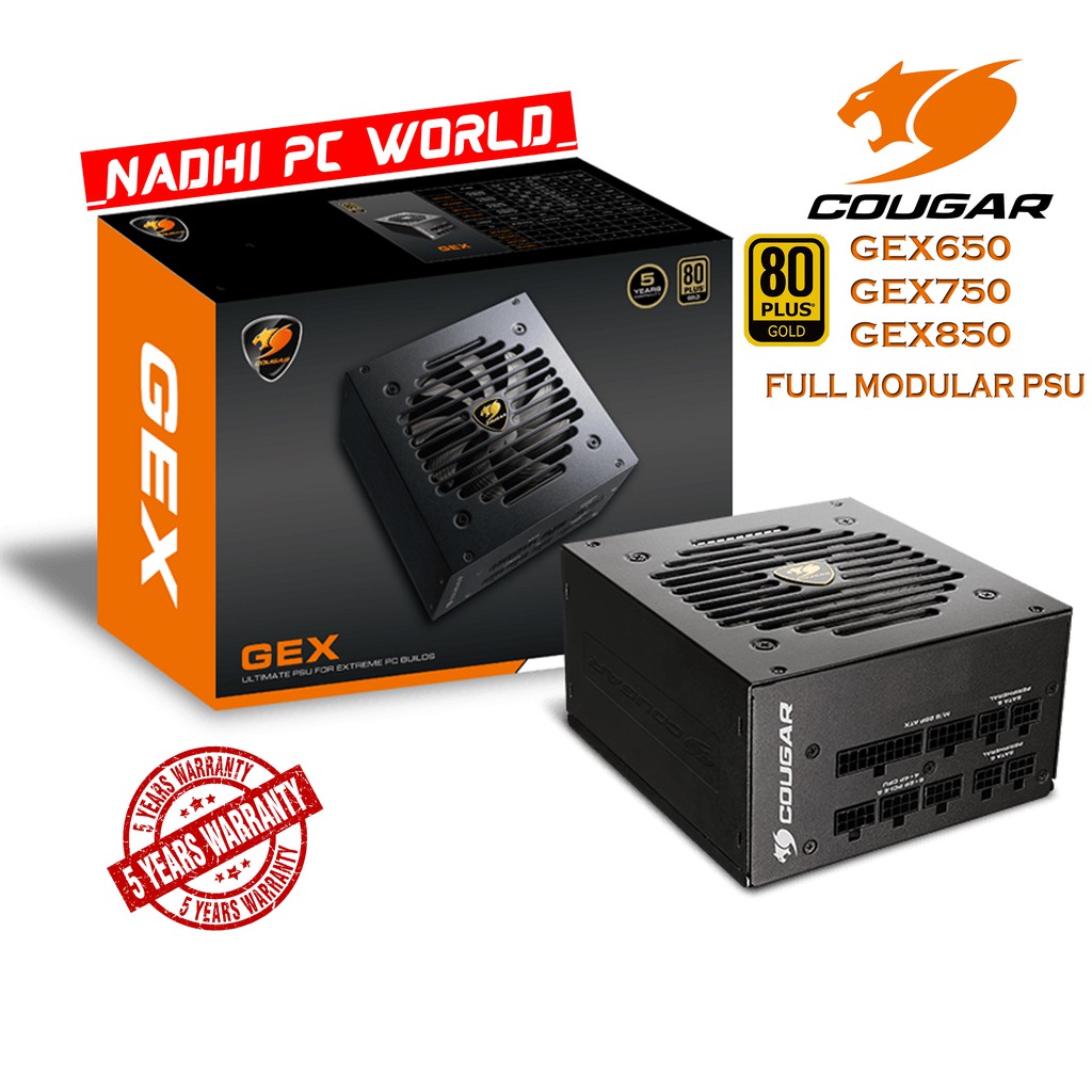 Cougar GEX650 / GEX750 / GEX850 650W/750W/850W 80+ GOLD FULL MODULAR ...
