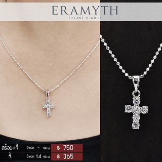 Eramyth jewelry จี้ เงินแท้ เพชรสวิส CZ SF-0059-R01 จี้รูปทรงกางเขน ฝังเพชรกลม  สินค้ามาตรฐานส่งออก