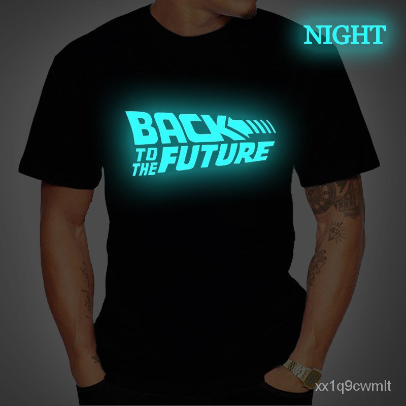เสื้อยืดผ้าฝ้ายพิมพ์ลายขายดี-back-to-the-future-tshirt-luminous-t-shirt-camiseta-summer-short-sleeve-t-shirts-back-to-fu