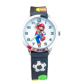 Mario นาฬิกาข้อมืออิเล็กทรอนิกส์ สายซิลิโคน ลายการ์ตูนฟุตบอล สําหรับเด็ก