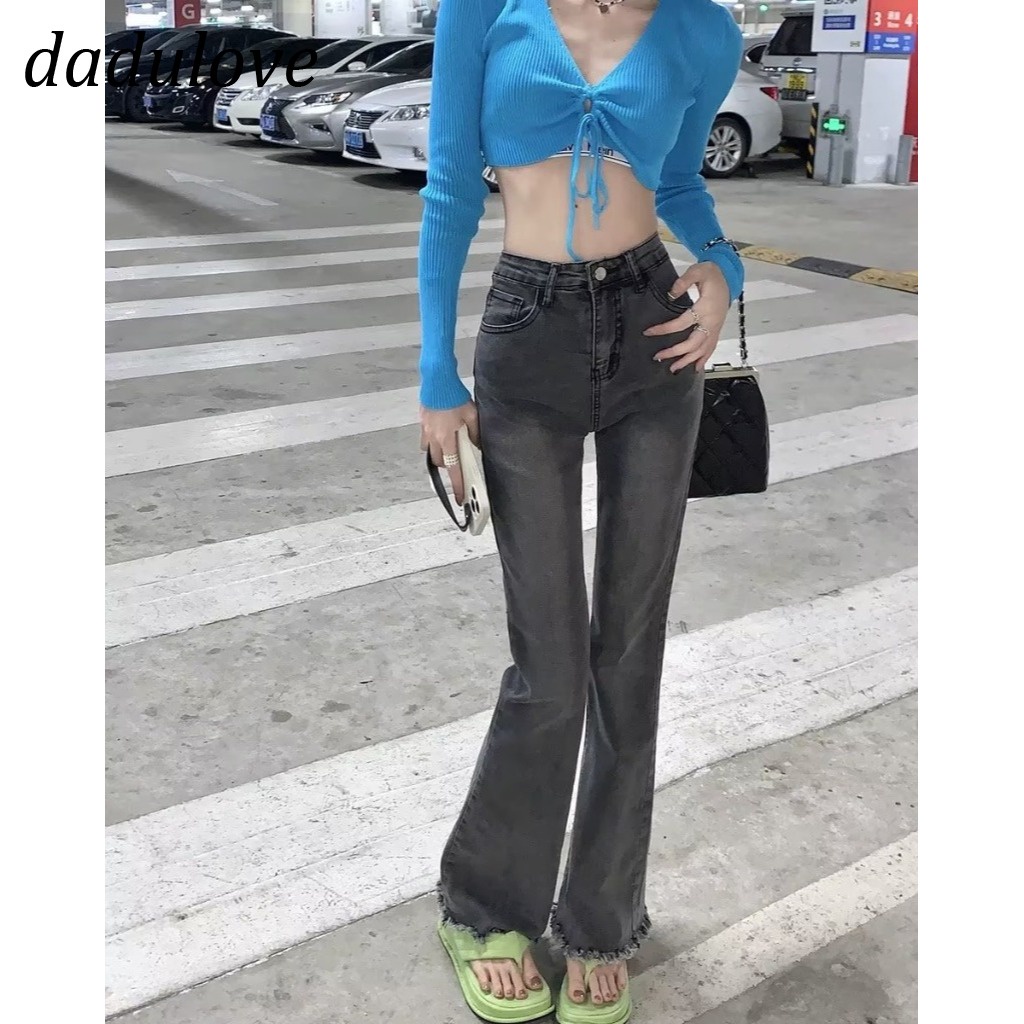 dadulove-new-korean-version-grey-jeans-loose-high-waist-womens-wide-leg-pants-fashion-womens-clothing