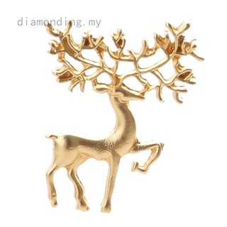 Frosted Matt Gold Christmas Elk Brooch Art Collar Brooch Pin Gift for Men Women