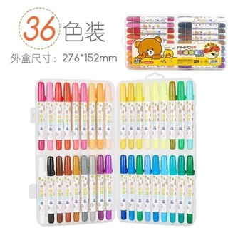 สีเทียนคุมะ 12/18/24/36 สี 2in1 ระบายน้ำได้ สีเทียนเด็ก ไม่ต้องเหลา