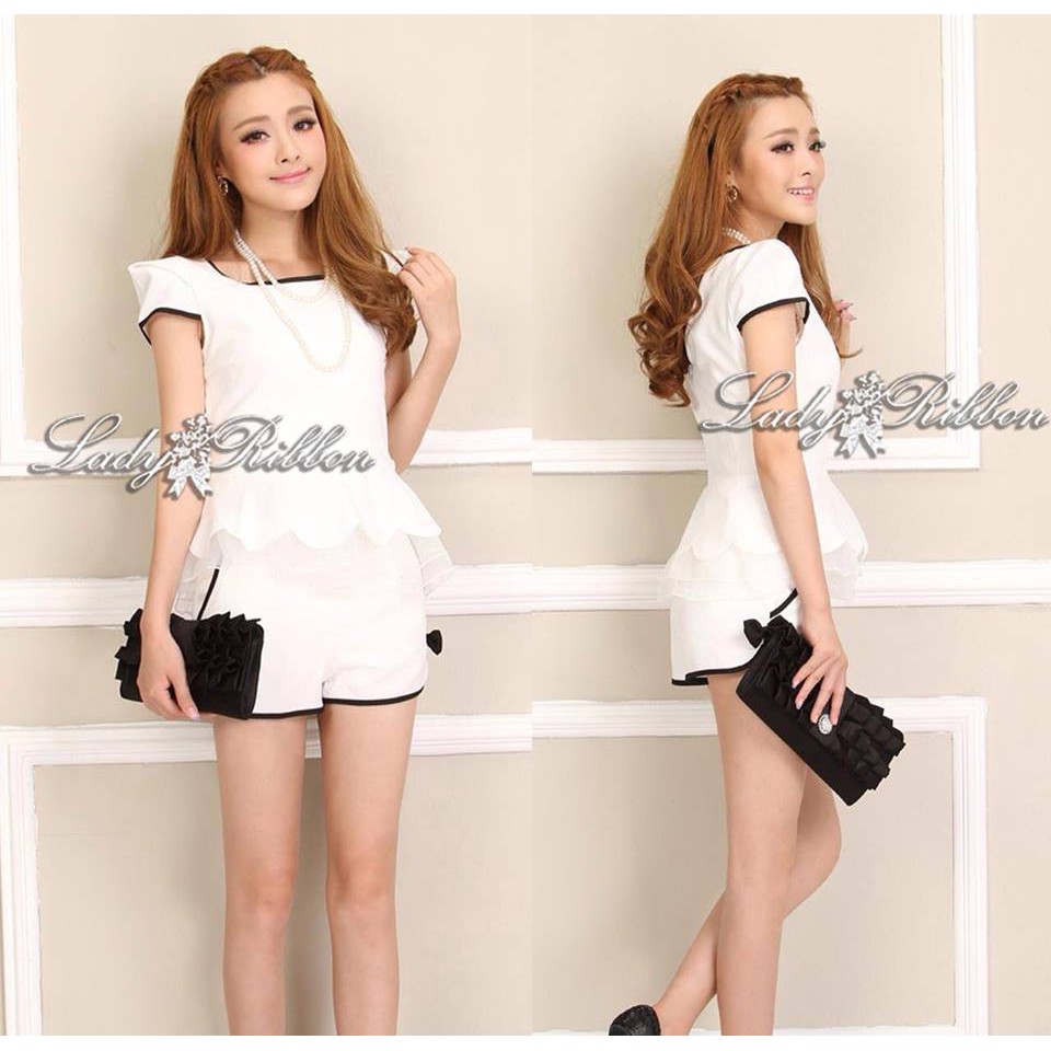 x696 A0 ชุดเซท ขาสั้น ของใหม่ Size M ป้าย Lady Ribbon อก 35-36 ยาว 21.5 ...
