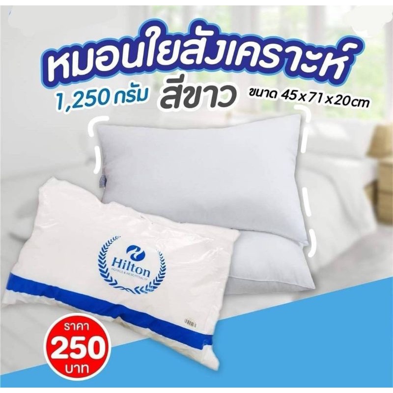 Hilton Down Quilt Pillow หมอนใยสังเคราะห์ 1,250g. สีขาว Shopee Thailand
