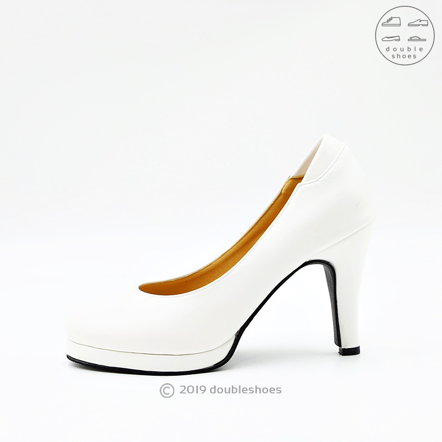 ภาพสินค้ารองเท้าคัทชู ส้นสูง 3.5 นิ้ว ส้นแหลม เสริมพื้น บุนุ่ม รุ่น YA-88029 สีขาว ไซส์ 35-40 จากร้าน doubleshoes บน Shopee ภาพที่ 3