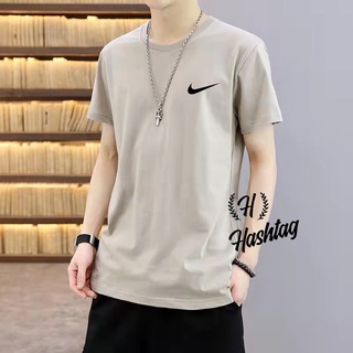 Tee เสื้อคู่ - ลําลองพิมพ์โลโก้ Nike เสื้อยืดออกแบบเสื้อผ้าฝ้าย / Unisex คอกลม Tshirt สําหรับผู้ชาย