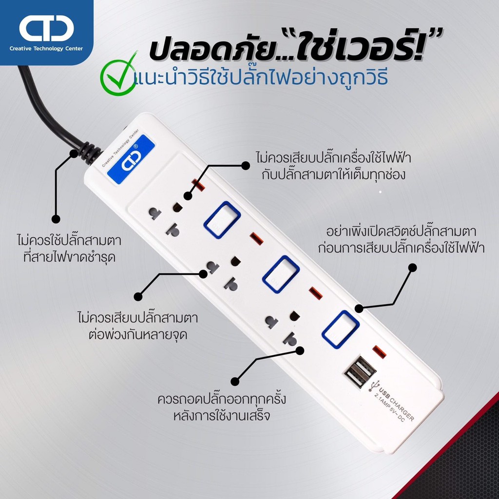 ปลั๊กไฟ-ปลั๊กพ่วง-ปลั๊ก3ตา-รางปลั๊กไฟ-ปลั๊กไฟมีช่องปลั๊กไฟ-usb-มอก-2432-2555-ร้านรับประกันสินค้า