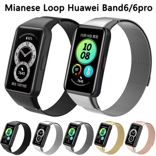 ภาพขนาดย่อของสินค้าสาย Huawei band 6/honor band 6/6Pro Magnetic Loop วัสดุ สแตนเลสสตีล For Huawei Watch Fit ตัวล๊อคแม่เหล็ก สายนาฬิกาข้อมือ