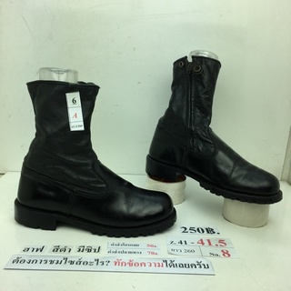 สินค้า รองเท้าฮาฟ มีซิปข้าง Half boots with side zip หนังสีดำ มือสอง นำเข้า เกาหลี