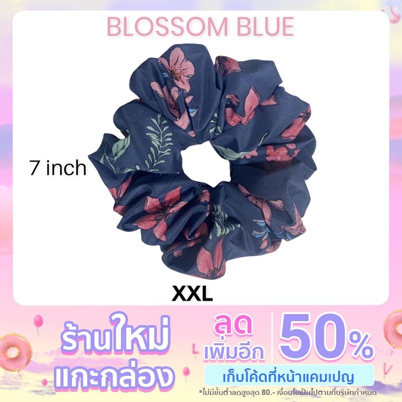 ยางรัดผมโดนัท-ขนาดใหญ่พิเศษ-scrunchie-ผ้าผ้าพิมพ์ลาย-เนื้อกึ่งผ้าร่มบาง-งาน-handmade