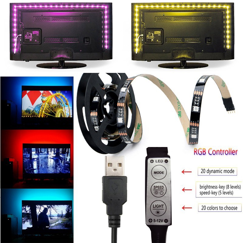 5050-ไฟเส้น-led-strip-5v-usb-สายไฟตกแต่งบ้าน-rgb-ไฟแถบ-led-for-ไฟหลังทีวี