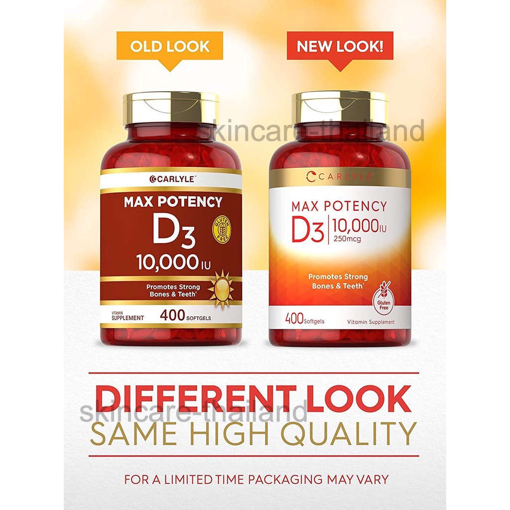 ภาพสินค้าCarlyle Max potency Vitamin D3 10,000 IU 400 Softgels วิตามินดี3 ดูดซึมแคลเซียม บำรุงกระดูกและฟัน vitamin D จากร้าน wiwanya บน Shopee ภาพที่ 1