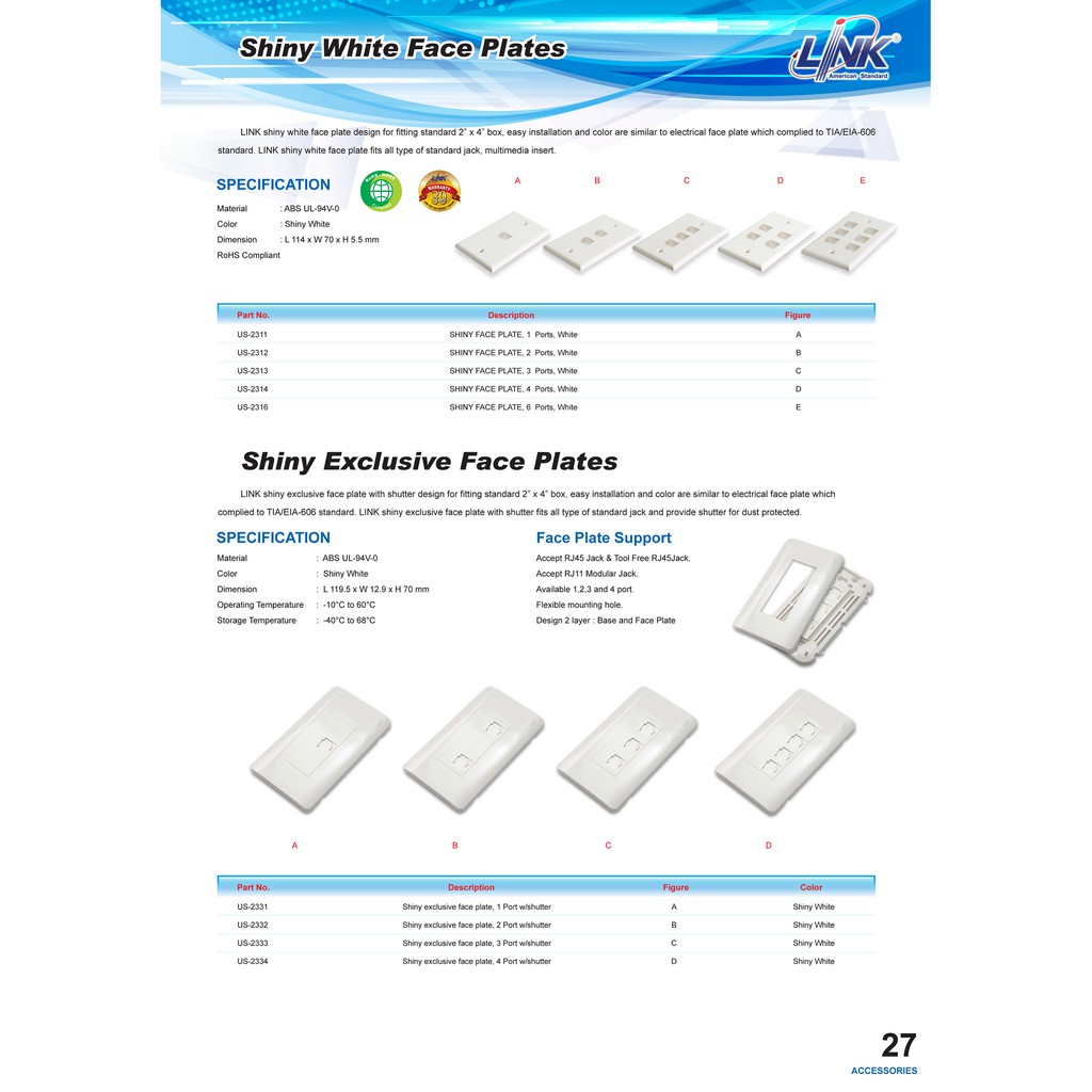 link-หน้ากากสำหรับใช้ครอบกับตัวเชื่อมต่อของระบบเน็ตเวิร์ก-หน้ากาก-1-ช่อง-face-plate-รุ่น-us2311