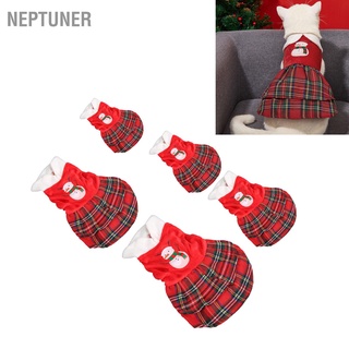 Neptuner ชุดเดรสกระโปรง แขนกุด ระบายอากาศ ลายคริสต์มาส สําหรับสัตว์เลี้ยง สุนัขตัวเล็ก