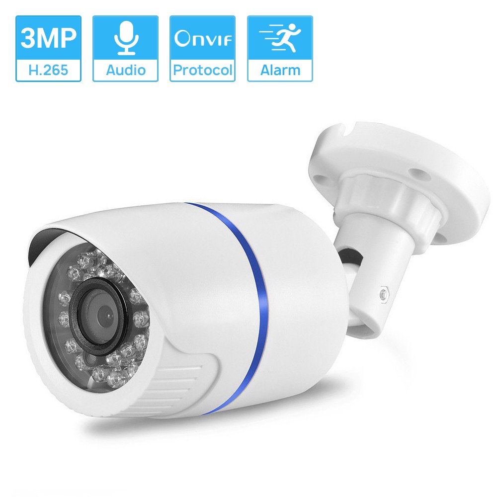 ภาพหน้าปกสินค้าHamrolte H.265 IP Camera 3MP 2MP Bullet Outdoor CCTV IP Camera Nightvision Surveillance IP Camera Xmeye Remote Access