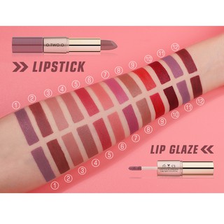 พร้อมส่ง O.TWO.O 2 In 1 ลิปสติกเนื้อเเมท  Lipstick Lip Gloss