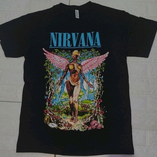 เสื้อยืดผ้าฝ้ายCOTTON เสื้อยืดวง Nirvana in utero  นางฟ้าหายาก ลิขสิทธิ์แท้S-5XL