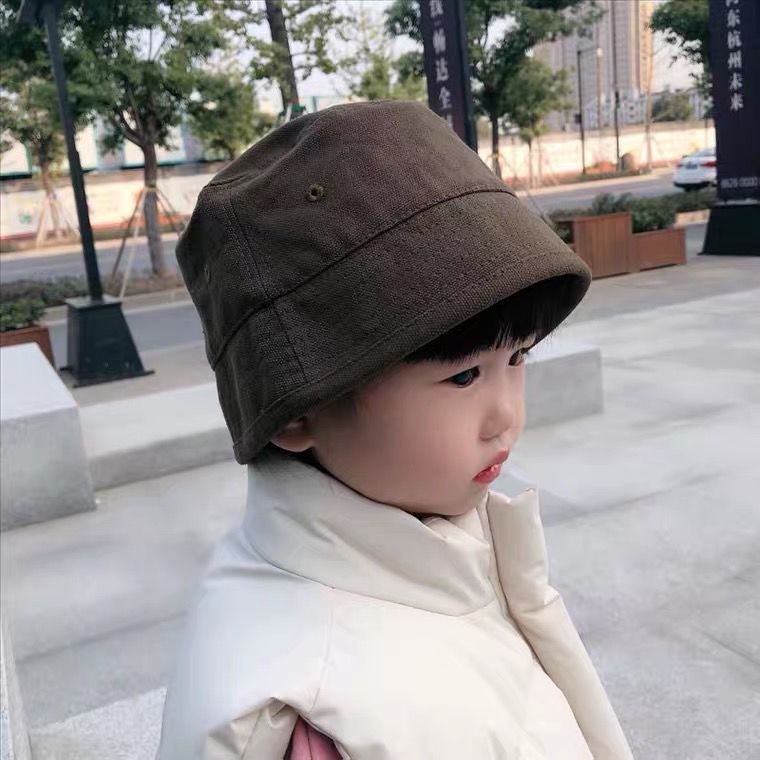 baile-japanese-childrens-hats-spring-and-autumn-boys-and-girls-flat-top-solid-color-fisherman-hat-baby-small-and-medium-childrens-basin-hat-bucket-hat