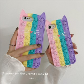 เคส-For OPPO Reno 6 A16 Reno 5 A54 A94 A74 A15 A93 Reno 5 A53 A12 A73 A92 A52  A5 2020 A7 A3S F9 A5S A9 2020 Cat Pop Push It Bubble|DSD