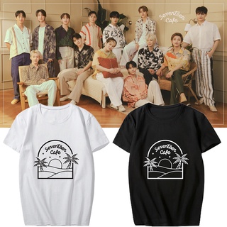 เสื้อยืดผ้าฝ้ายCOTTON เสื้อยืดแขนสั้นลําลอง พิมพ์ลาย Kpop SEVENTEEN CAFE แฟชั่นฤดูร้อน สําหรับผู้ชาย และผู้หญิงS-5XLS-5X