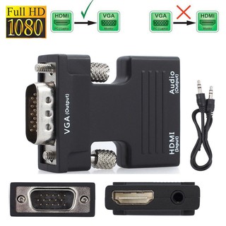 HDMI Female to VGA Male Converter+Audio Adapter Support 1080P Signal Output (Black)