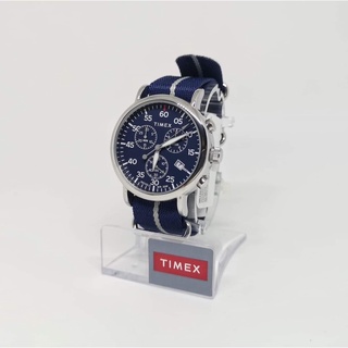 Timex Mens Weekender Quartz Chrono Silver Tone Brass/Blue Nylon Watch TW2T73800