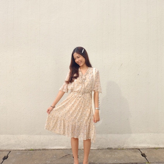 lt-chiffon-dress-gt-เดรสชีฟองลายดอกสไตล์เกาหลี-ส่งฟรีลทบ-คุ้มมากจ้า