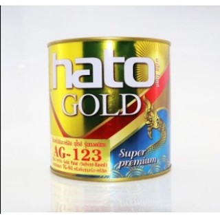 HATO สีน้ำมันอะคริลิคแท้AG-123 สี GOLD (สีทองคำเปลว)เกรดพรีเมี่ยม ติดทนนาน ขนาด 1 เเกลอน  (3.785 ลิตร)