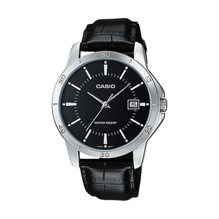ภาพขนาดย่อสินค้าCasio นาฬิกาข้อมือผู้ชาย สีดำ/หน้าดำ สายหนัง รุ่น MTP-V004L-1AUDF,MTP-V004L-1A,MTP-V004L