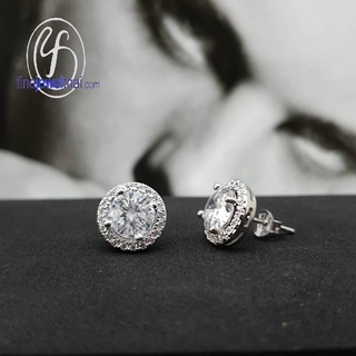 Finejewelthai ต่างหู-ต่างหูเพชร-เพชรสังเคราะห์-ต่างหูเงินแท้-Diamond CZ-Silver-Design-Earring - E2167cz00