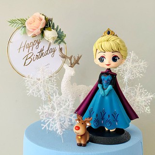 ท็อปเปอร์เค้กวันเกิดลายการ์ตูนเอลซ่าเจ้าหญิง Frozen สําหรับเด็ก