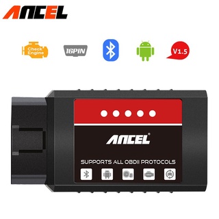 Ancel ELM327 V1.5 OBD2 เครื่องสแกนเนอร์บลูทูธ วัดแรงดันไฟฟ้ารถยนต์ ใช้น้ํา อุณหภูมิ ใช้ใน Androi