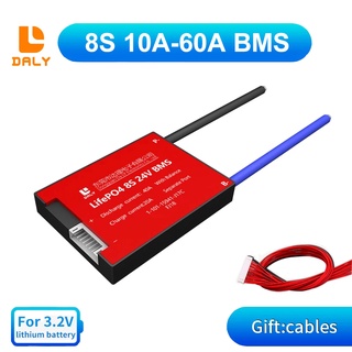 Daly LiFePO4 BMS 8S 24V 15A 20A 30A 40A 50A 60A กันน้ํา พร้อมพอร์ตทั่วไปสมดุล