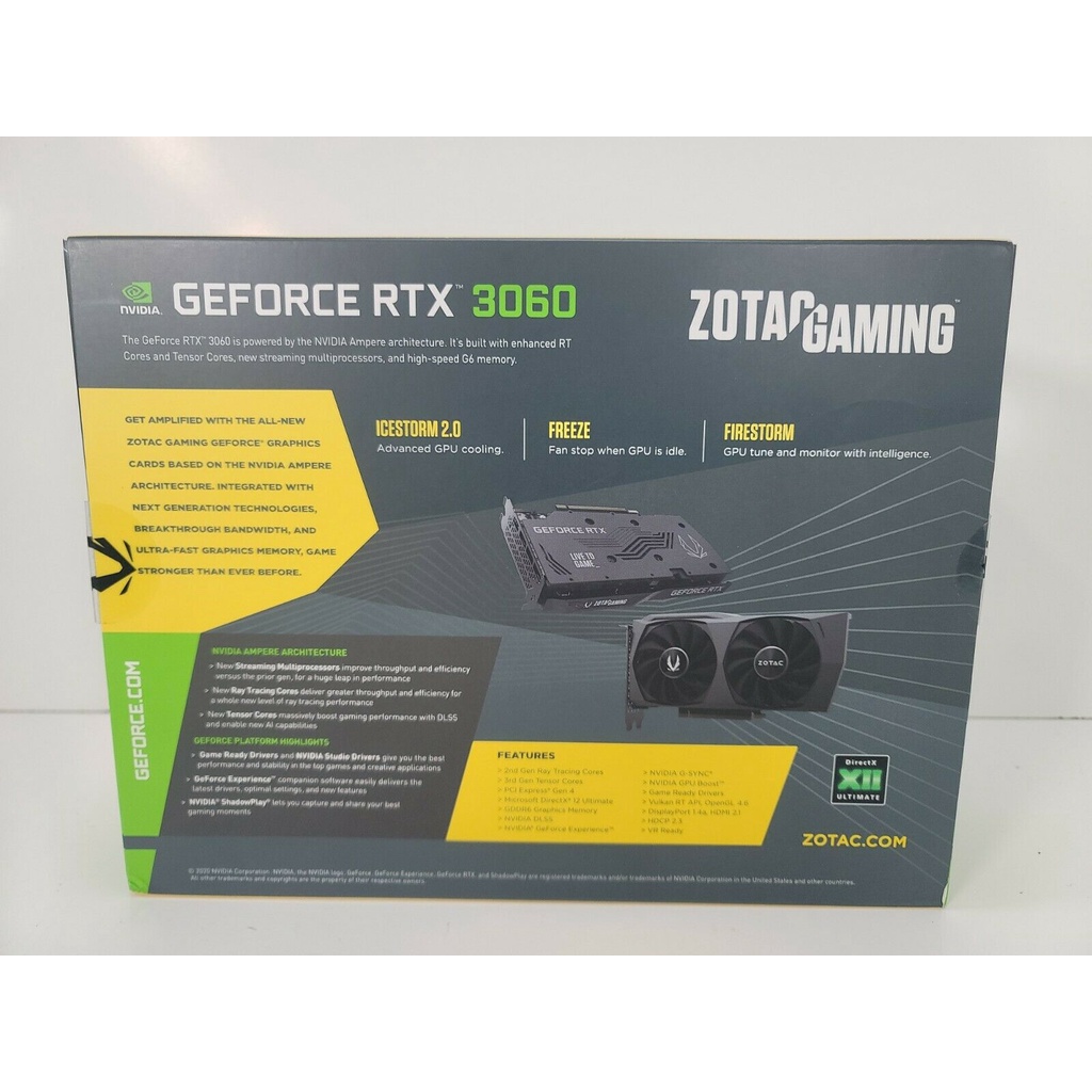 ZOTAC GAMING GeForce RTX 3060 AMP White Edition 12GB GDDR6 LHR Graphics ...