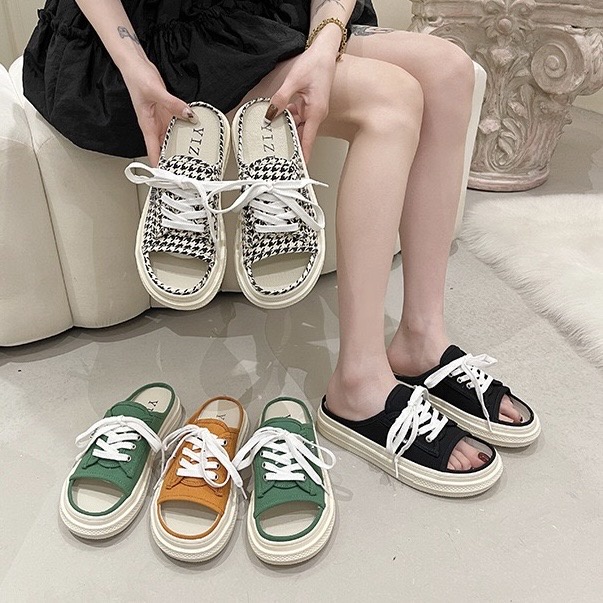 fashionproducts-รองเท้าผ้าใบ-รองเท้าแตะ-เกาหลีรุ่นใหม่-พื้นหนา3cm-yizu002