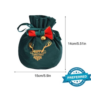 ถุงของขวัญ ถุงขนม ผ้ากํามะหยี่ ลายซานตาคลอส กวางเรนเดียร์ สําหรับปาร์ตี้คริสต์มาส T3F4