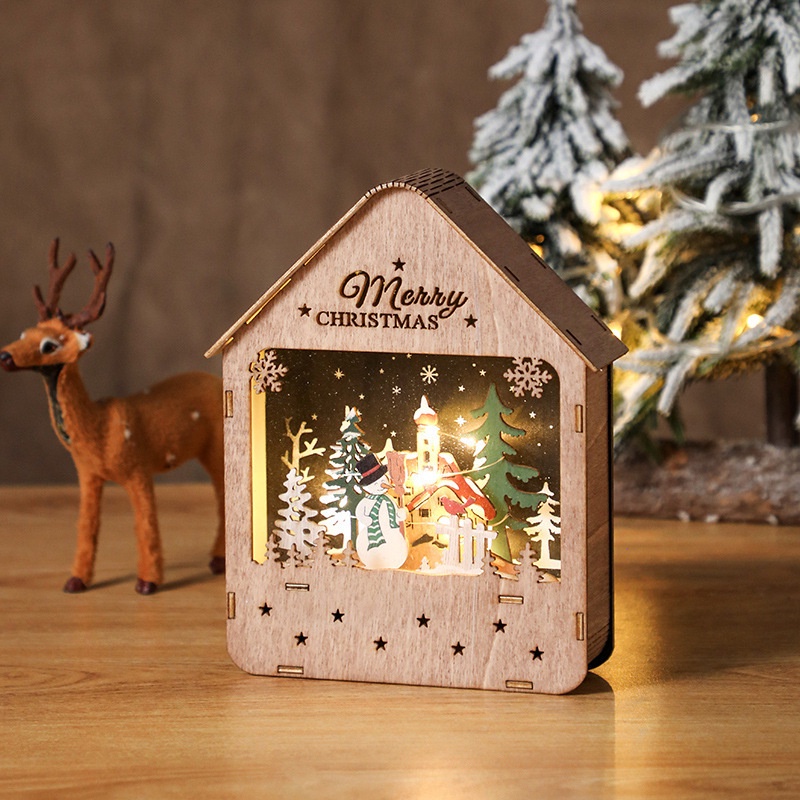 christmas-cabin-บ้านจิ๋วมีไฟ-กระท่อมไม้จิ๋วคริสต์มาส-christmas-cabin-w-led