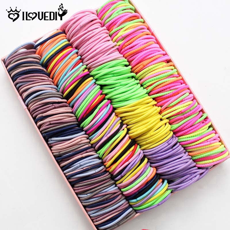 [DS] 50Pcs Girls Candy Colors Nylon Rubber Bands,Children Safe Elastic