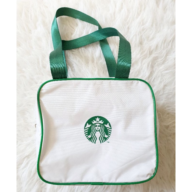 starbuck-ไม่มีขายในไทย-กระเป๋า-cooling-bag-mini-สีขาว-กระเป๋าเก็บความเย็น