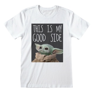 เสื้อยืดผ้าฝ้ายเสื้อยืด พิมพ์ลาย Yoda This Is My Good Side The Star Wars Mandalorian สีขาว แฟชั่นฤดูร้อน สําหรับผู้ชายL