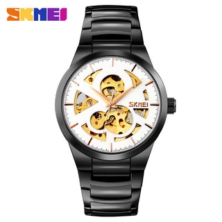 Skmei นาฬิกาข้อมือควอตซ์แฟชั่น สายแสตนเลส หน้าปัดกลวง กันน้ํา สไตล์นักธุรกิจ หรูหรา สําหรับบุรุษ