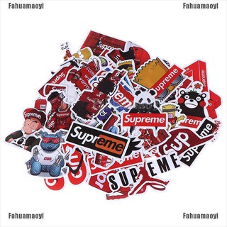 Fahuamaoyi สติกเกอร์ PVC ลาย Supreme สําหรับติดตกแต่งรถยนต์ 50 ชิ้น