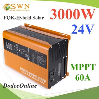 .ไฮบริดโซลาร์ อินเวอร์เตอร์ AC 3000W แบตเตอรี่ 24V ชาร์จเจอร์ MPPT 60A 1500W SWN-3000W-24V ..