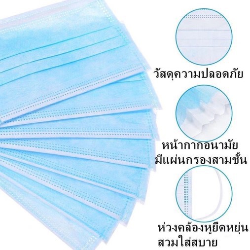 ผ้าปิดจมูก-หนา-3ชั้น-ป้องกันเชื้อโรค-100-ชิ้น