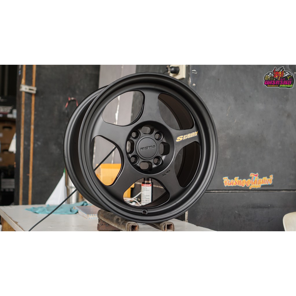 ล้อ Spoon Rota 15x7 et35 สีดำด้าน พร้อมฝากลางโมเดลใหม่หนัก 5+ กก ราคา 4 ...