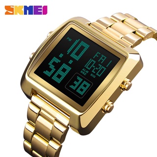 SKMEI Top Luxury Fashion Sport Watch Men Stainless Steel Strap Watches Countdown LED Display Display Watch