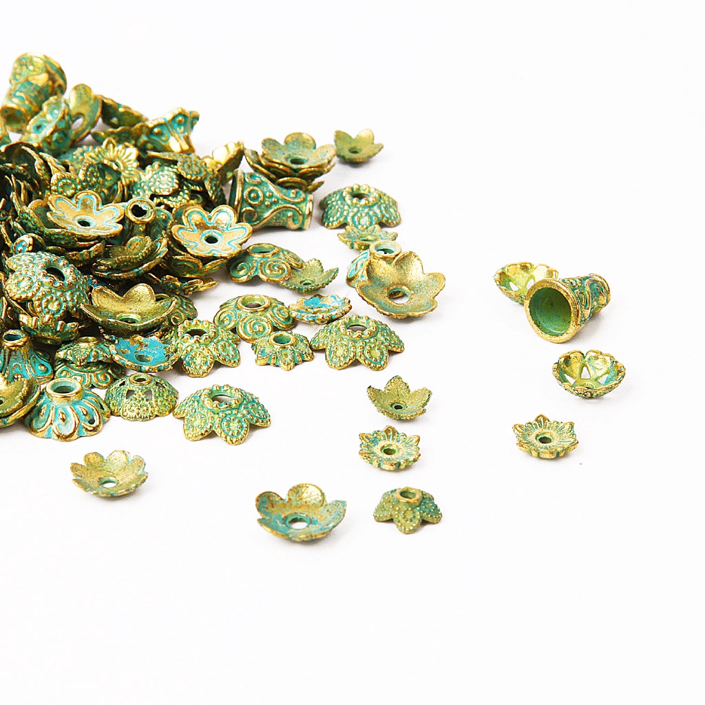 ภาพสินค้าฝาลูกปัด ขอบทอง สไตล์โบราณ สําหรับทําเครื่องประดับ DIY ขนาด 4-15 มม. จำนวน 150 ชิ้น จากร้าน womaninlove.th บน Shopee ภาพที่ 2